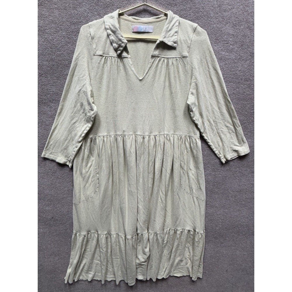 Free People FP Beach Moonlight Midi‎ Dress Pale Yellow Green Oversized Small